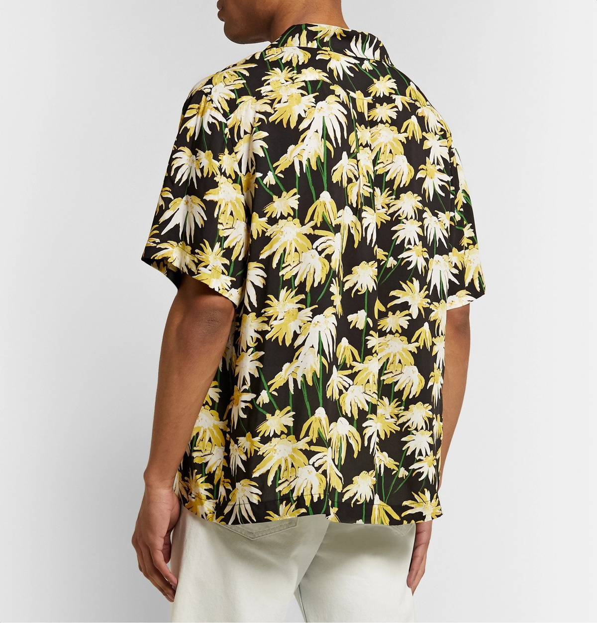 Loewe - Camp-Collar Floral-Print Matte-Satin Shirt - Yellow Loewe