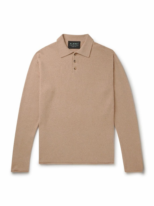 Photo: Alanui - Ribbed Cashmere and Cotton-Blend Polo Sweater - Neutrals