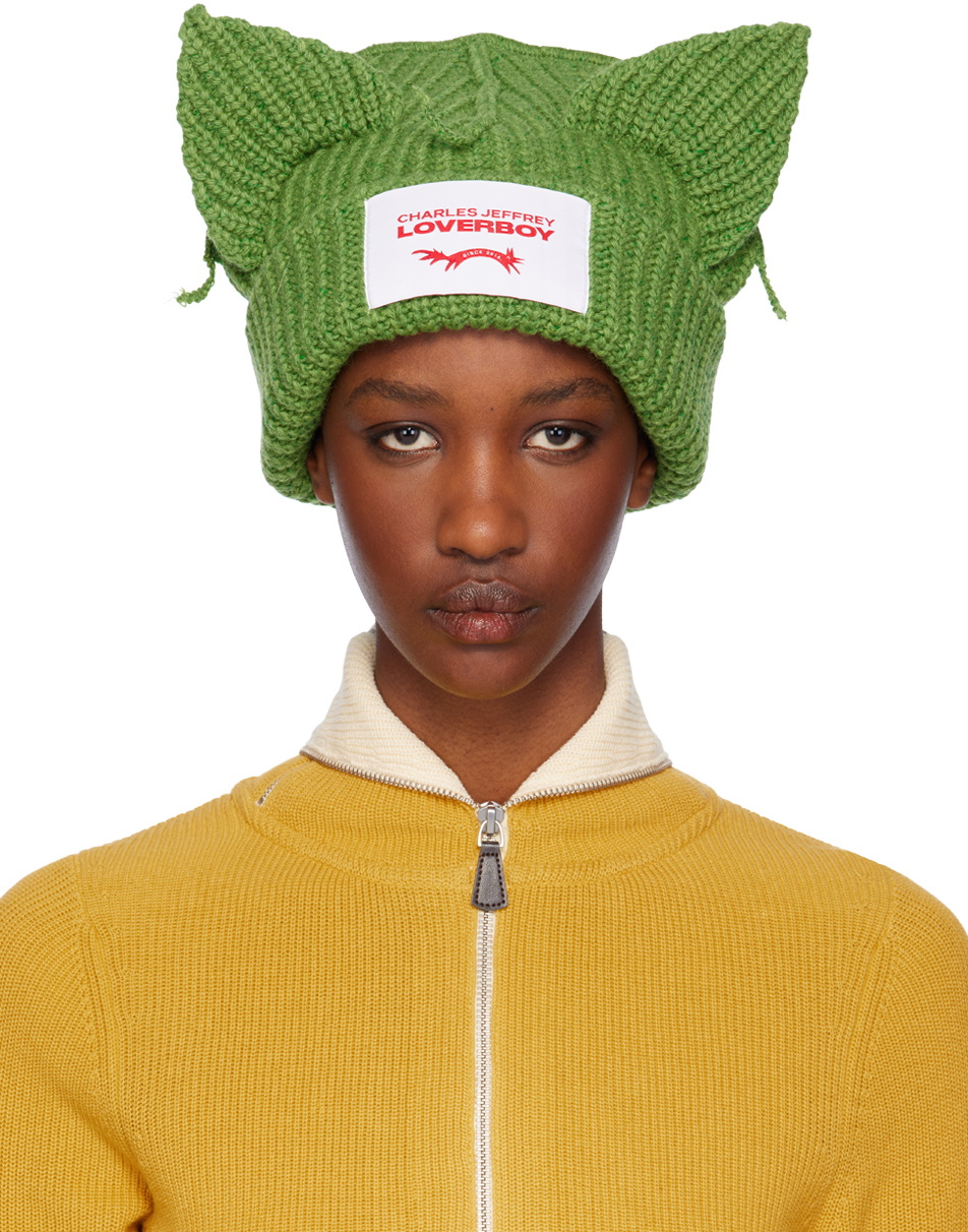 Charles Jeffrey LOVERBOY Green Chunky Ears Beanie Charles Jeffrey