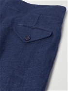 Ralph Lauren Purple label - Dobby Byron Straight-Leg Pleated Linen Trousers - Blue