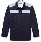 CALVIN KLEIN 205W39NYC - Slim-Fit Two-Tone Cotton-Twill Shirt - Midnight blue
