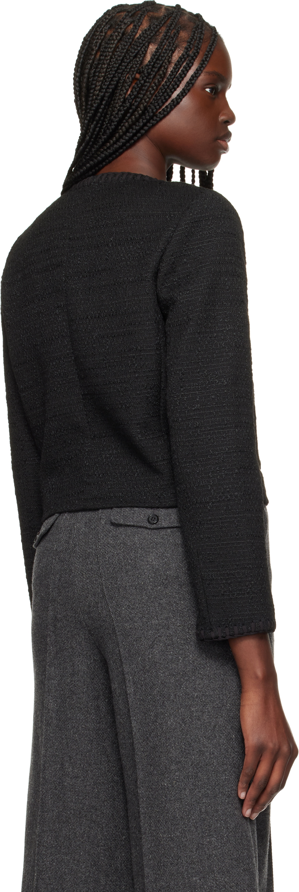 rag & bone Black Cheyenne Whipstitch-Trimmed Tweed Lady Jacket