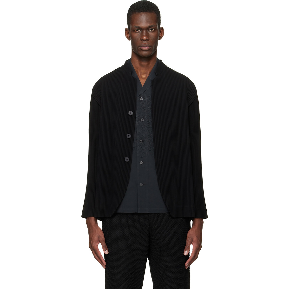 HOMME PLISSÉ ISSEY MIYAKE Black Wool Like Light Jacket Homme