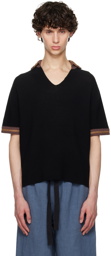 COMMAS Black V-Neck Polo