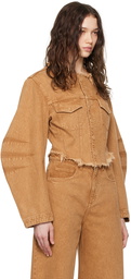 Marques Almeida Brown Frayed Denim Jacket