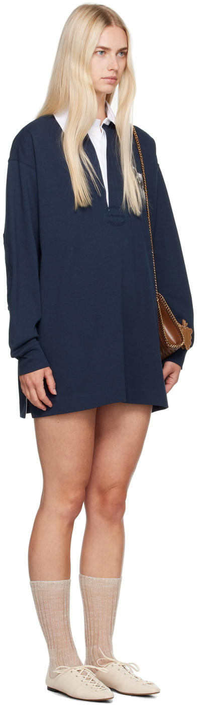Stella McCartney Navy Cat-Embroidered Sweatshirt Minidress