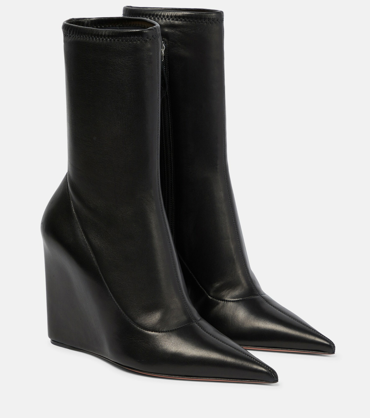 Amina Muaddi - Danielle sock-fit leather ankle boots