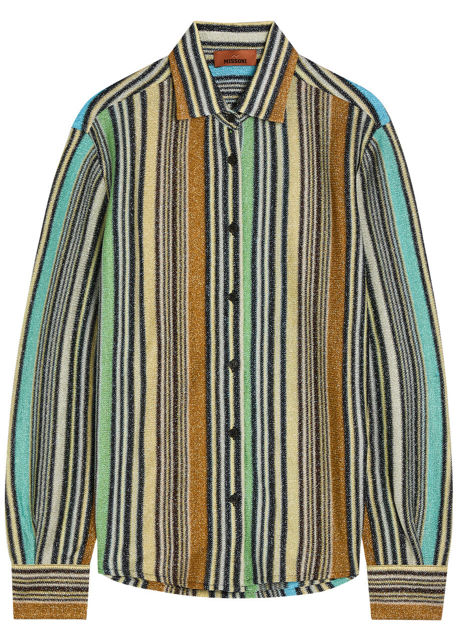 Missoni Striped Metallic-knit Shirt Multicoloured