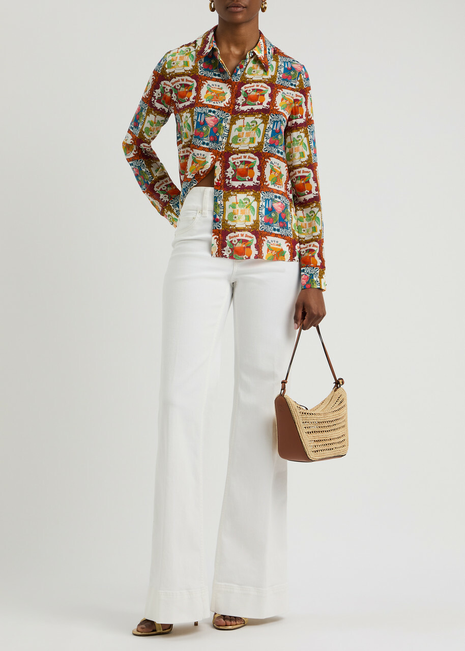1/11迄着 aliiisa出品 Alice + Olivia Willa Printed Silk Shirt Multicoloured Alice