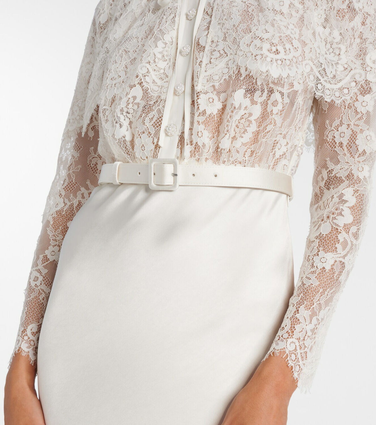 Self-Portrait Caped lace and satin maxi dress