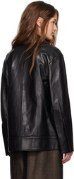 Jil Sander Black Boxy Fit Leather Biker Jacket