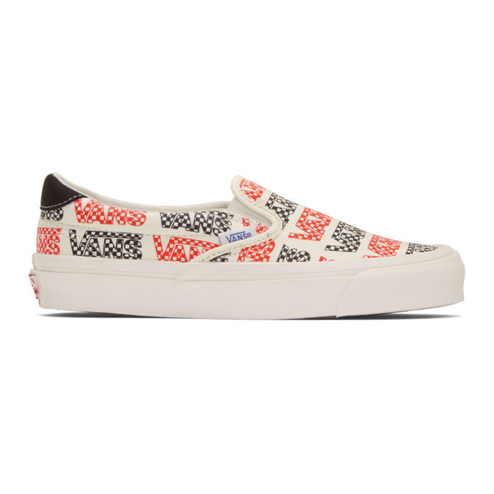 Photo: Vans White and Red Logo Checkerboard OG Slip-On 59 LX Sneakers
