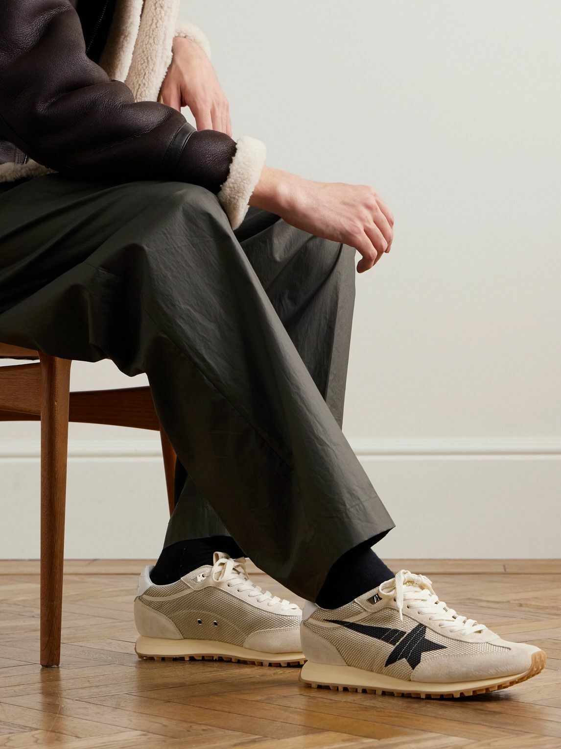 Golden Goose - Marathon Distressed Suede-Trimmed Printed Mesh Sneakers - Neutrals