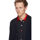 Thom Browne Navy Baby Cable V-Neck Cardigan