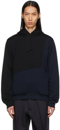 Comme des Garçons Homme Deux Black & Navy Wool Panelled Hoodie