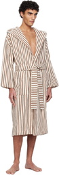Tekla Off-White & Brown Terry Hooded Bathrobe