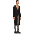 Rick Owens Black Wool Snap Long Cardigan