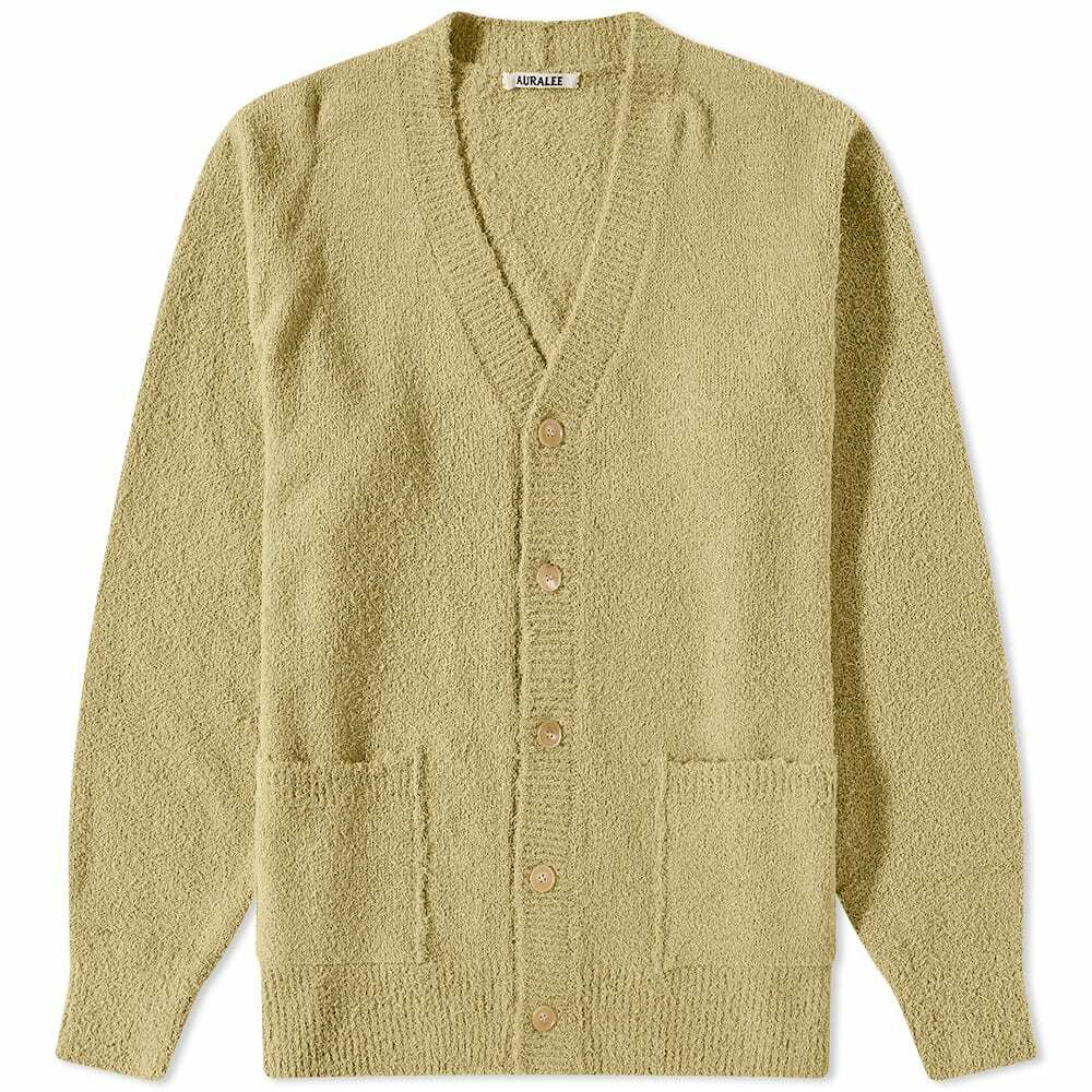 Auralee Men's Cotton Linen Cardigan in Light Green Auralee