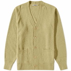 Auralee Men's Cotton Linen Cardigan in Light Green