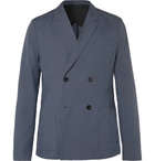 Mr P. - Dark-Blue Unstructured Double-Breasted Linen and Cotton-Blend Suit Jacket - Blue