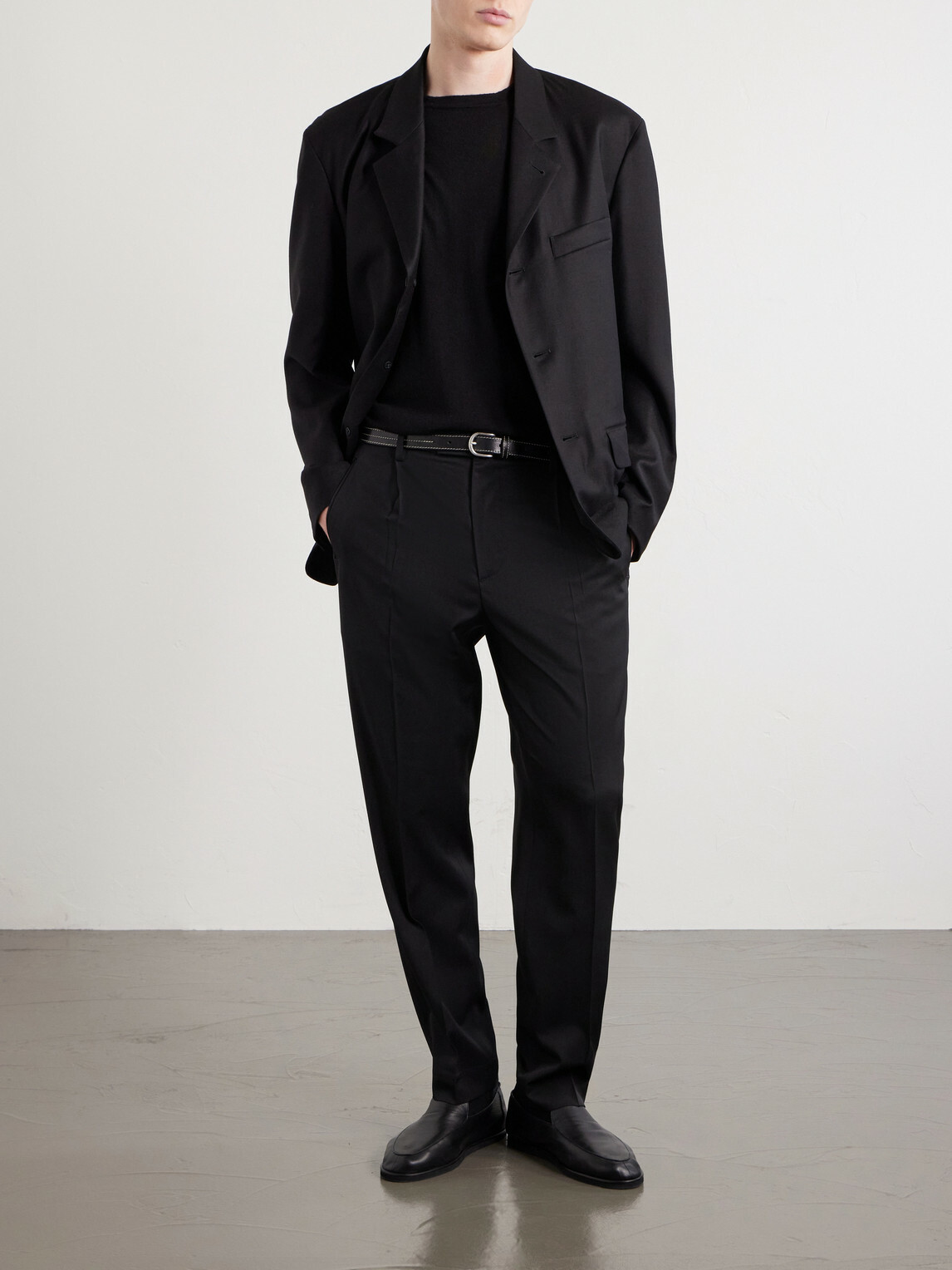 Barena - Straight-Leg Pleated Wool-Blend Gabardine Trousers - Black