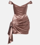 Alex Perry Off-shoulder cotton and silk satin minidress