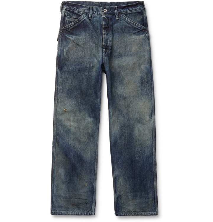 Photo: Neighborhood - Wide-Leg Distressed Denim Jeans - Blue