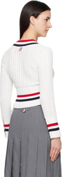 Thom Browne Off-White Baby Ladder Cable Shrunken V Neck Sweater