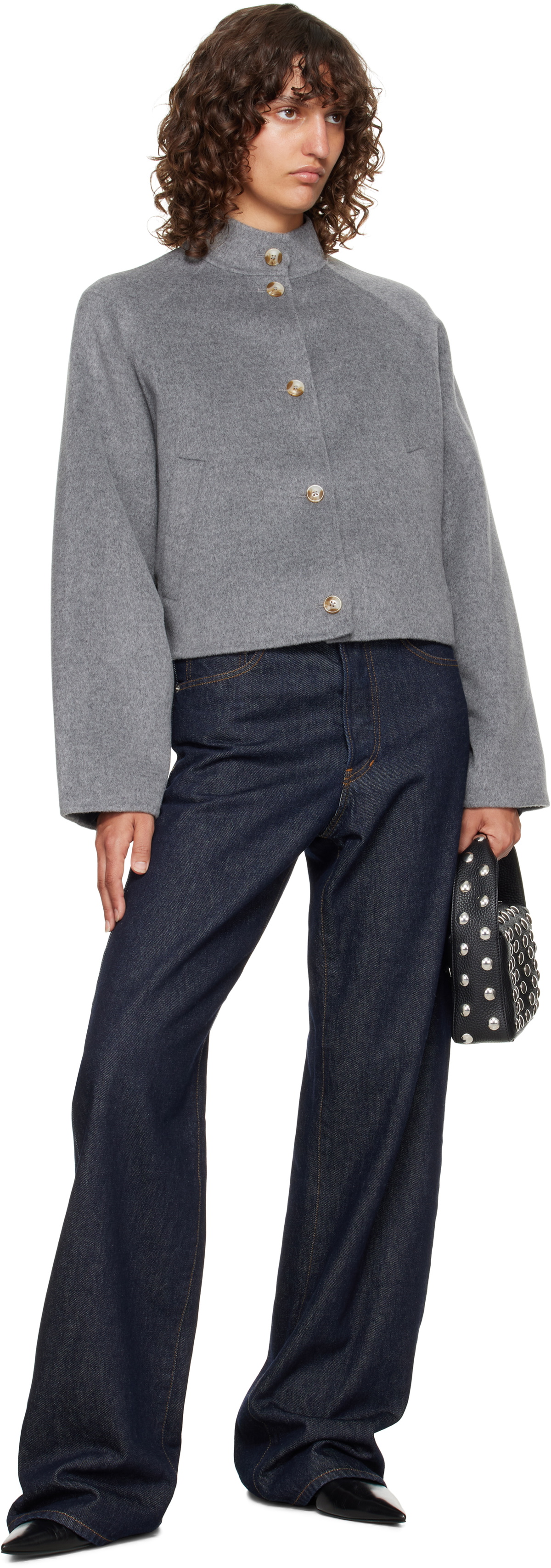 Loulou de Saison Gray Nyma Wool Drap Jacket