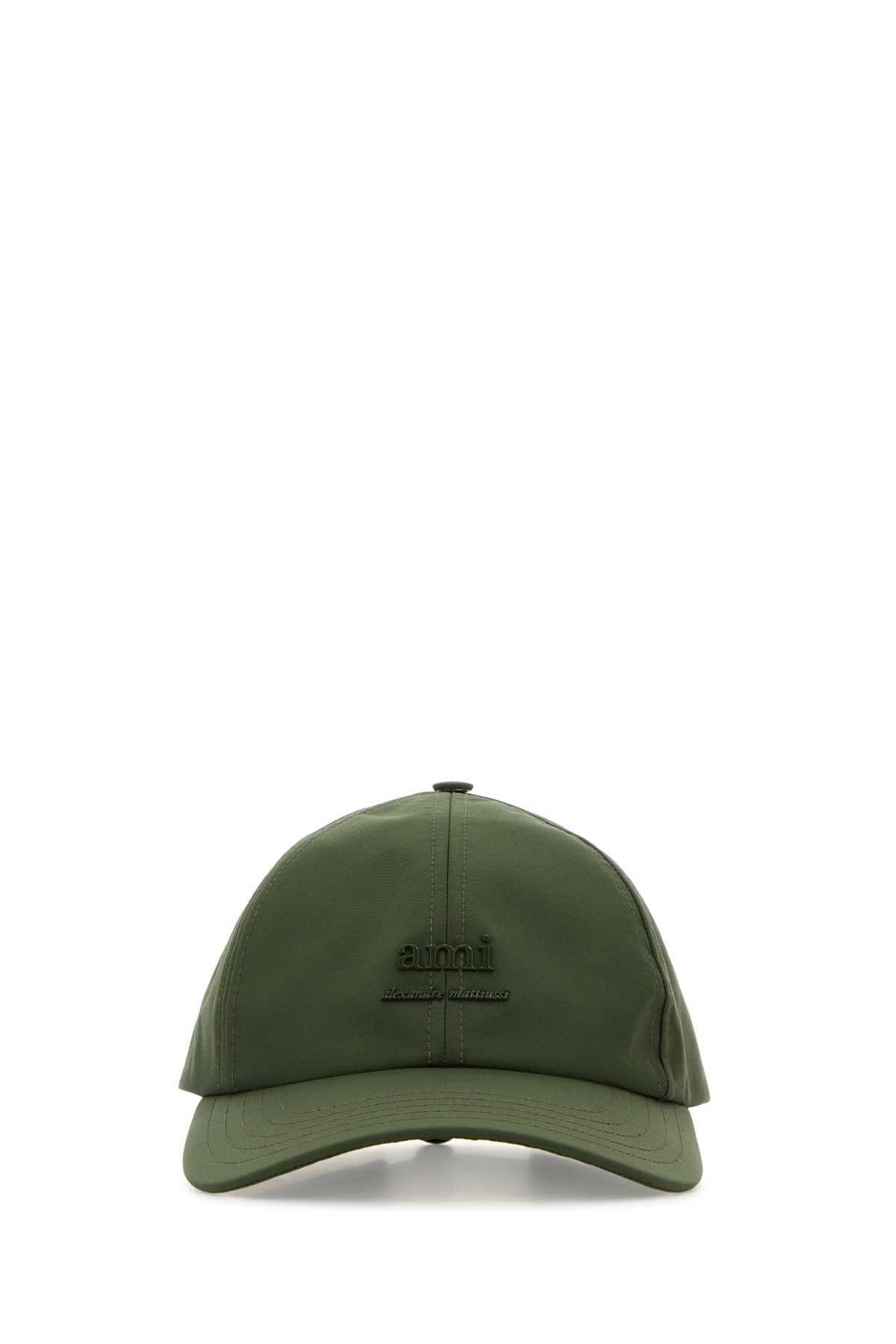 Ami Alexandre Mattiussi Olive Green Nylon Baseball Cap AMI