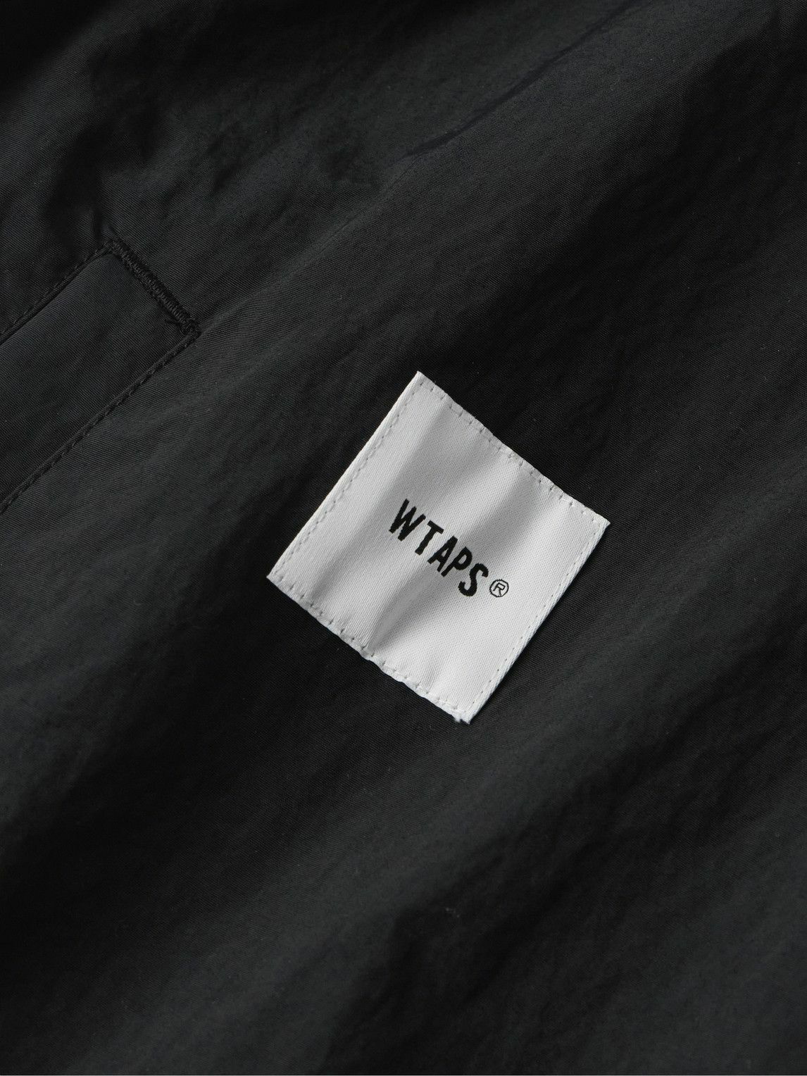WTAPS - Kayan Logo-Appliquéd Crinkled-Nylon Half-Zip Jacket - Black WTAPS