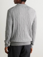 Incotex - Incotex Zanone Cable-Knit Virgin Wool and Cashmere-Blend Polo Shirt - Gray