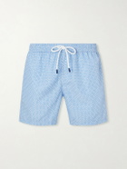 FEDELI - Madeira Printed Straight-Leg Swim Shorts - Blue