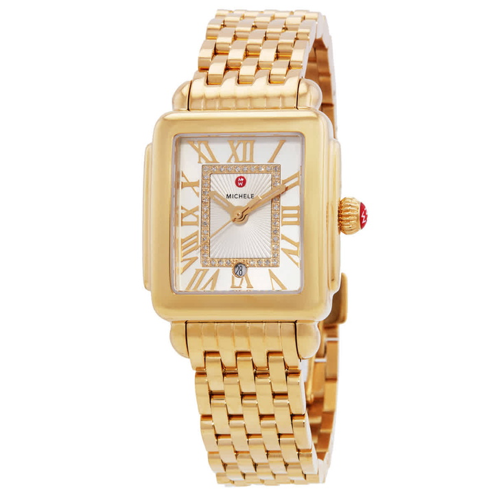 Photo: Michele Deco Madison Quartz Diamond Silver White Sunray Dial Ladies Watch MWW06G000014
