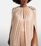 Costarellos Sireen caped embellished georgette gown