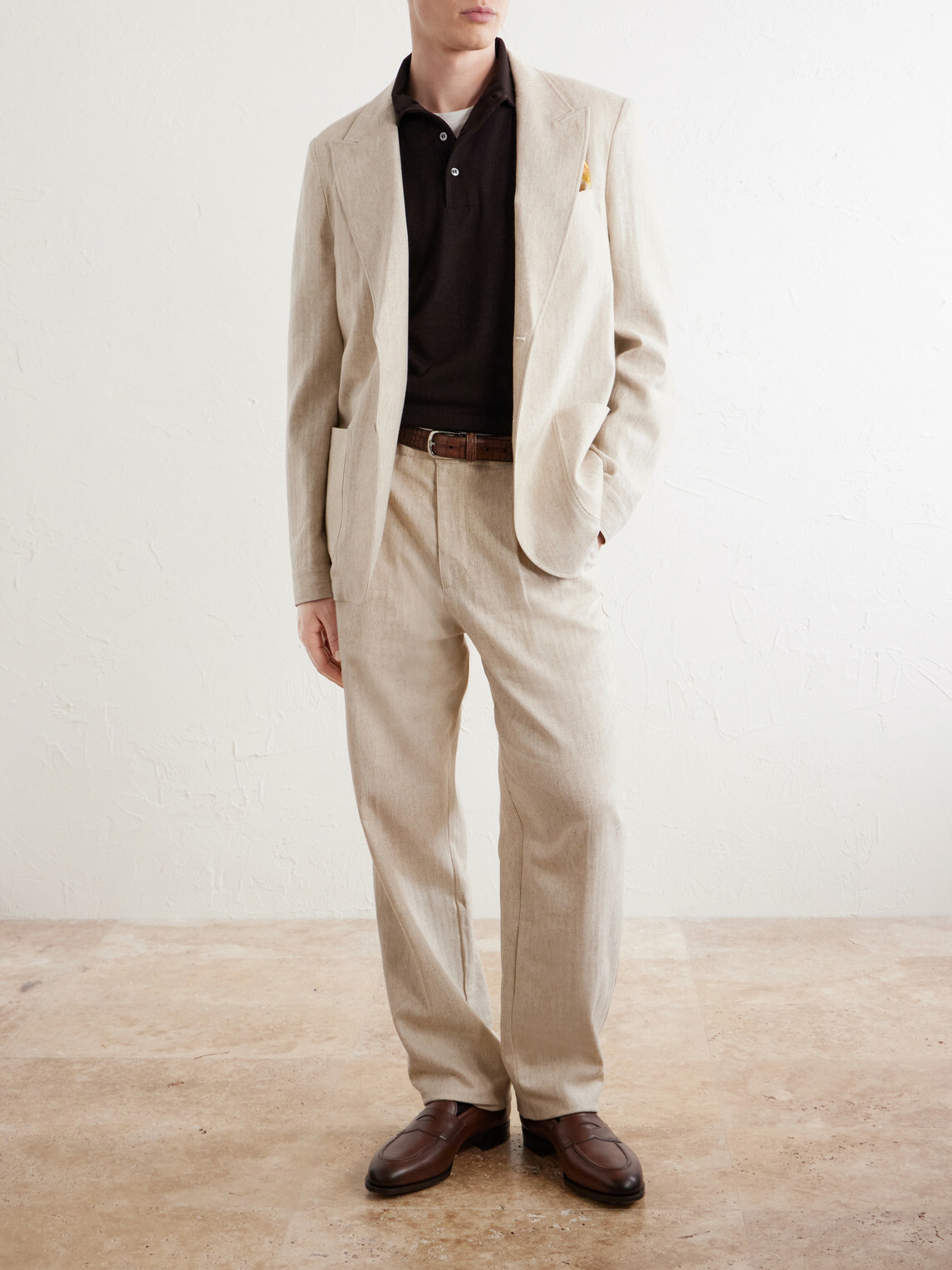 Lardini - Virgin Wool Polo Sweater - Brown