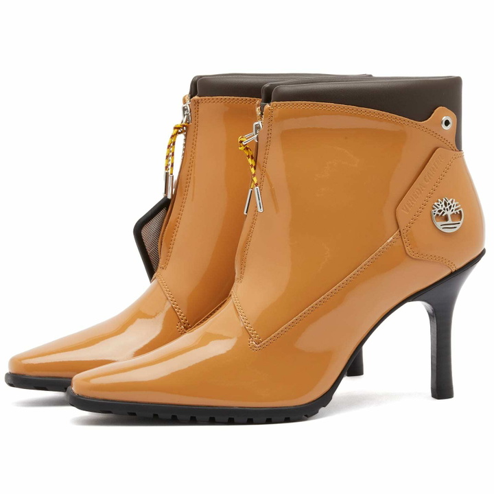 Photo: Timberland Women's x Veneda Carter Front Zip Heel Boot in Wheat Patent