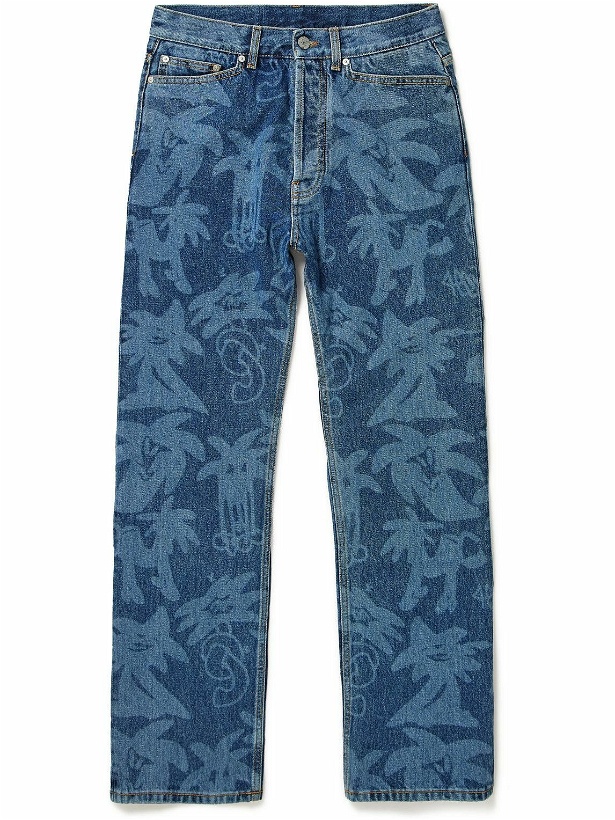 Photo: Palm Angels - Palmity Straight-Leg Printed Jeans - Blue