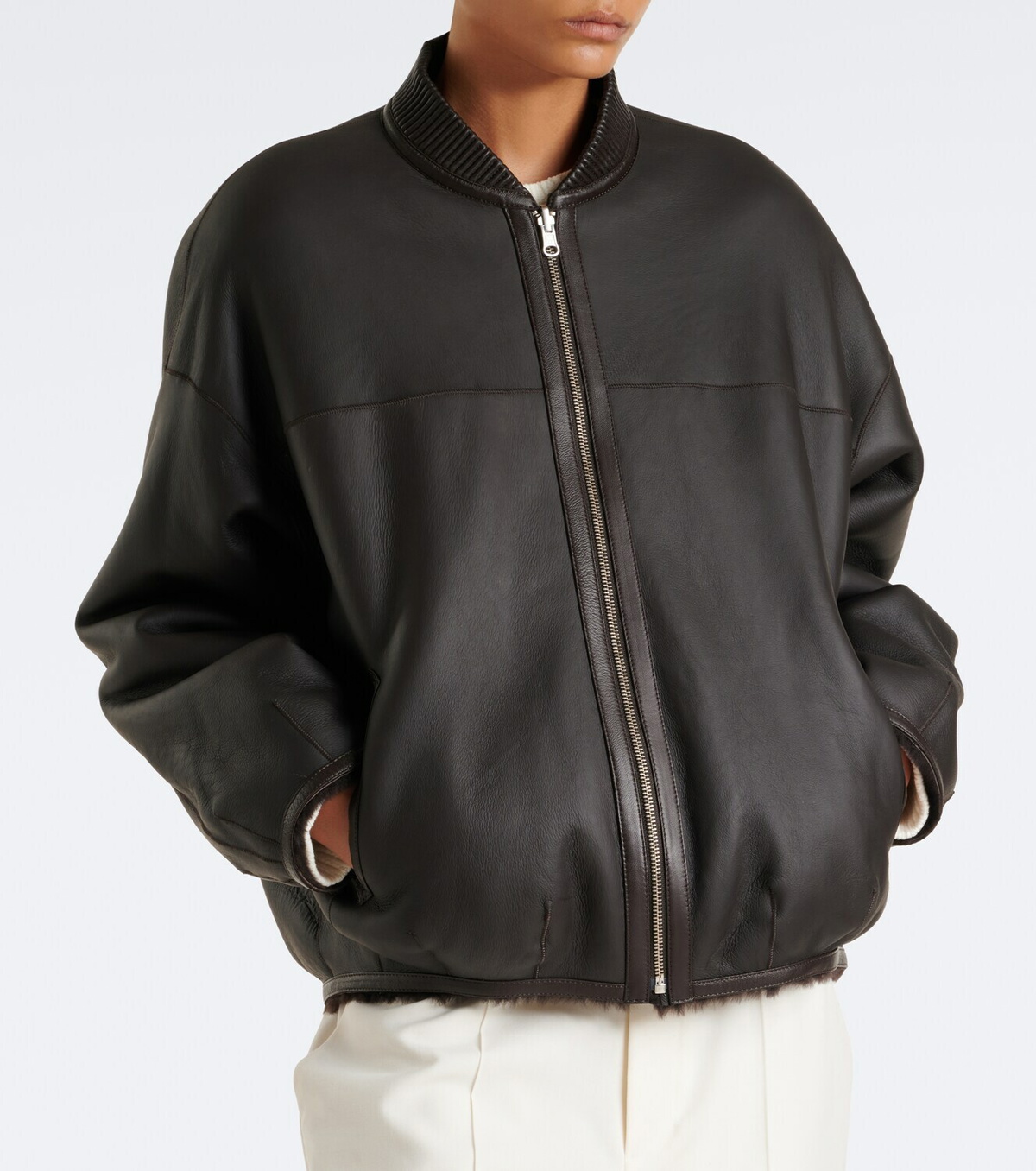 Arma Violet reversible shearling bomber jacket