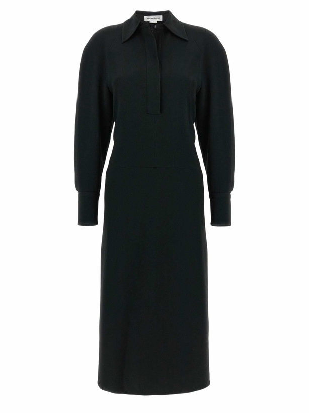 Photo: Victoria Beckham long Sleeve Polo Collar Midi Dress