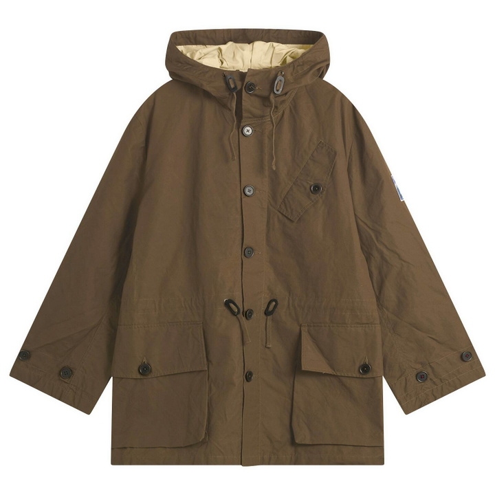 Photo: Universal Works Men's British Waxed Cotton Boston Parka Jacket in Brown