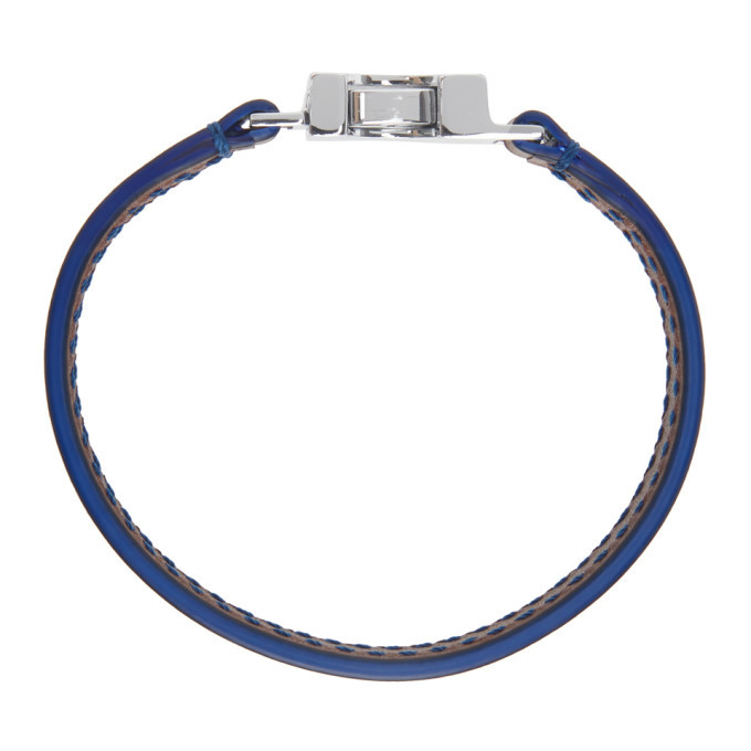 Marni Brown and Navy Leather Topstitching Bracelet Marni display picture 2