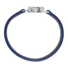 Marni Brown and Navy Leather Topstitching Bracelet