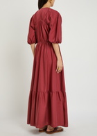 Faithfull The Brand Sigrid Drawstring Cotton Maxi Dress Dark Pink