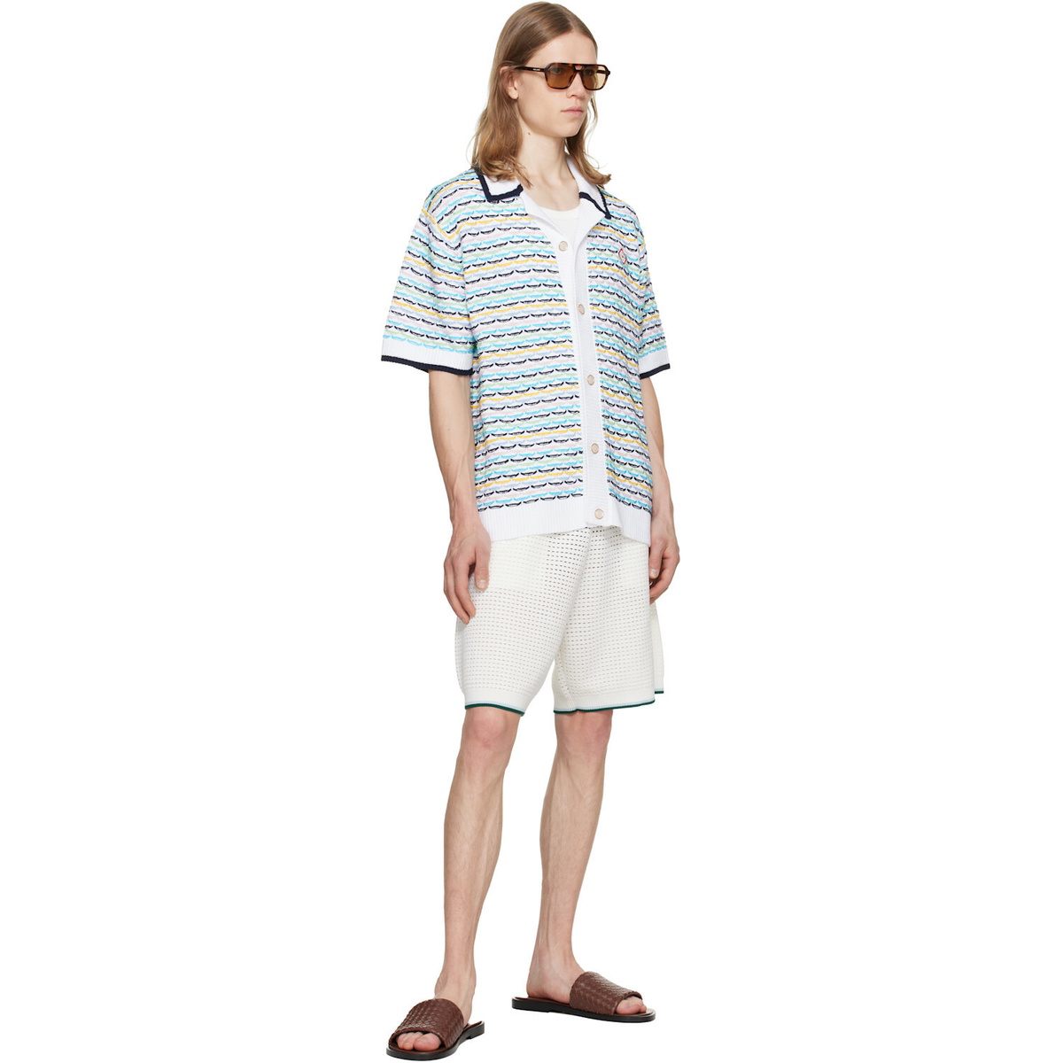 Casablanca Off-White Palm Tree Emblem Crochet Shorts