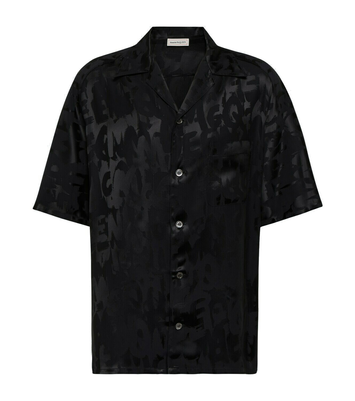 Alexander McQueen - Camp-Collar Logo-Jacquard Satin Shirt