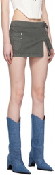 Dion Lee Gray Apron Wrap Denim Miniskirt