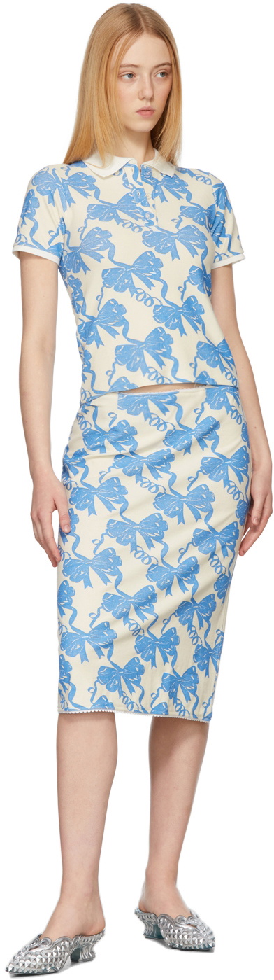 Maisie Wilen Blue & Beige Contender Mid-Length Skirt