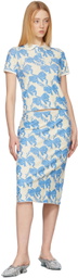 Maisie Wilen Blue & Beige Contender Mid-Length Skirt