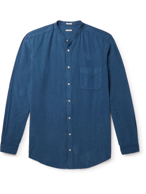Photo: Massimo Alba - Noto 2 Grandad-Collar Cotton-Needlecord Shirt - Blue
